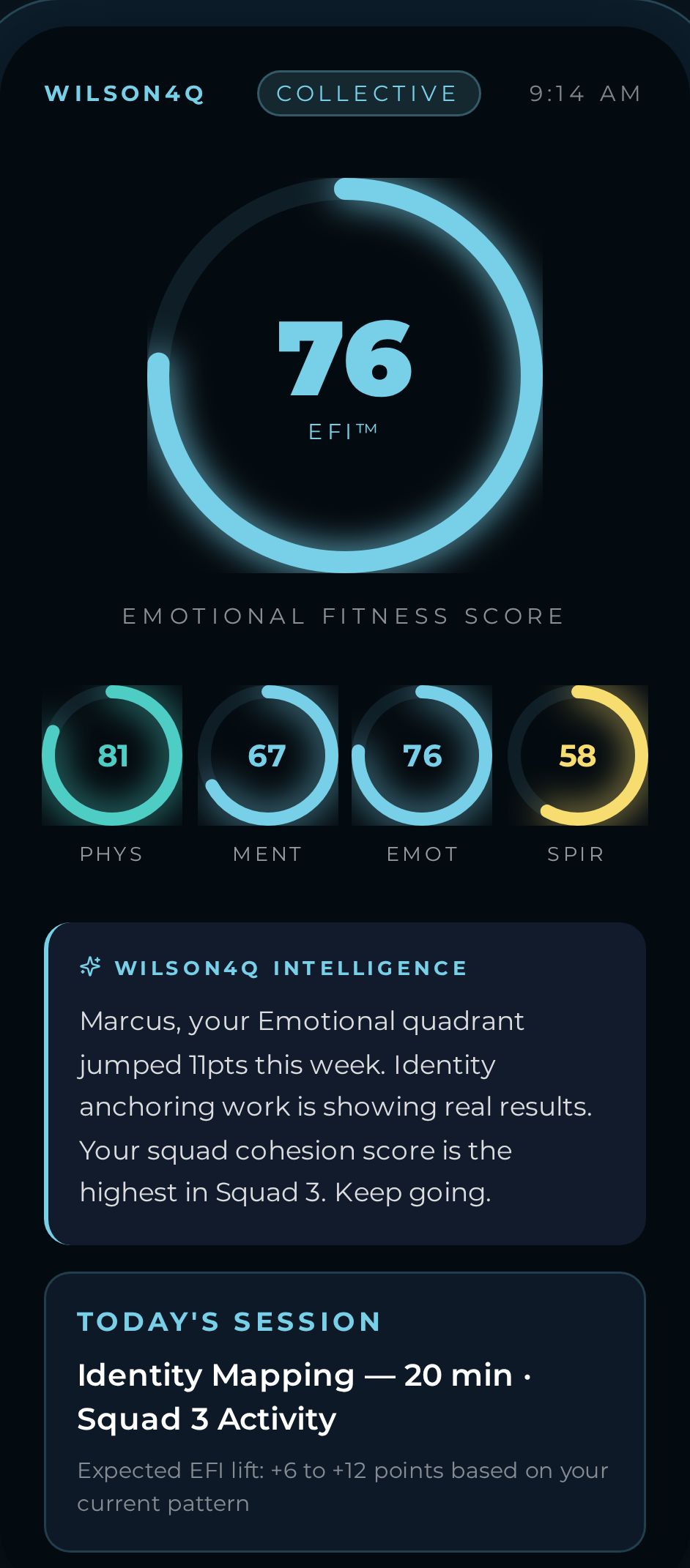 Wilson4Q app — Athlete View